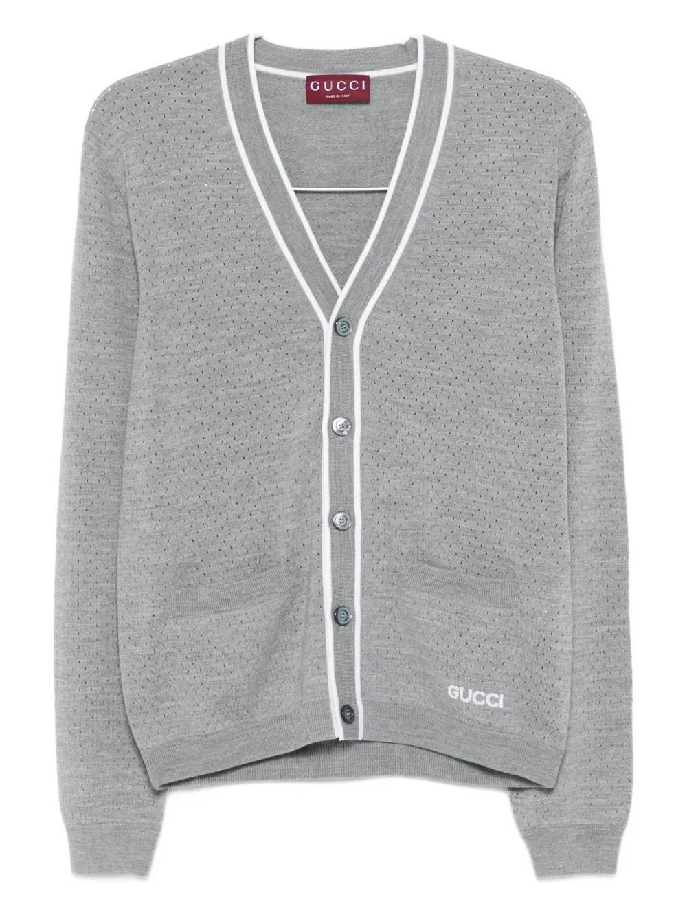 Gucci embroidered-logo cardigan | Grey | Image 1
