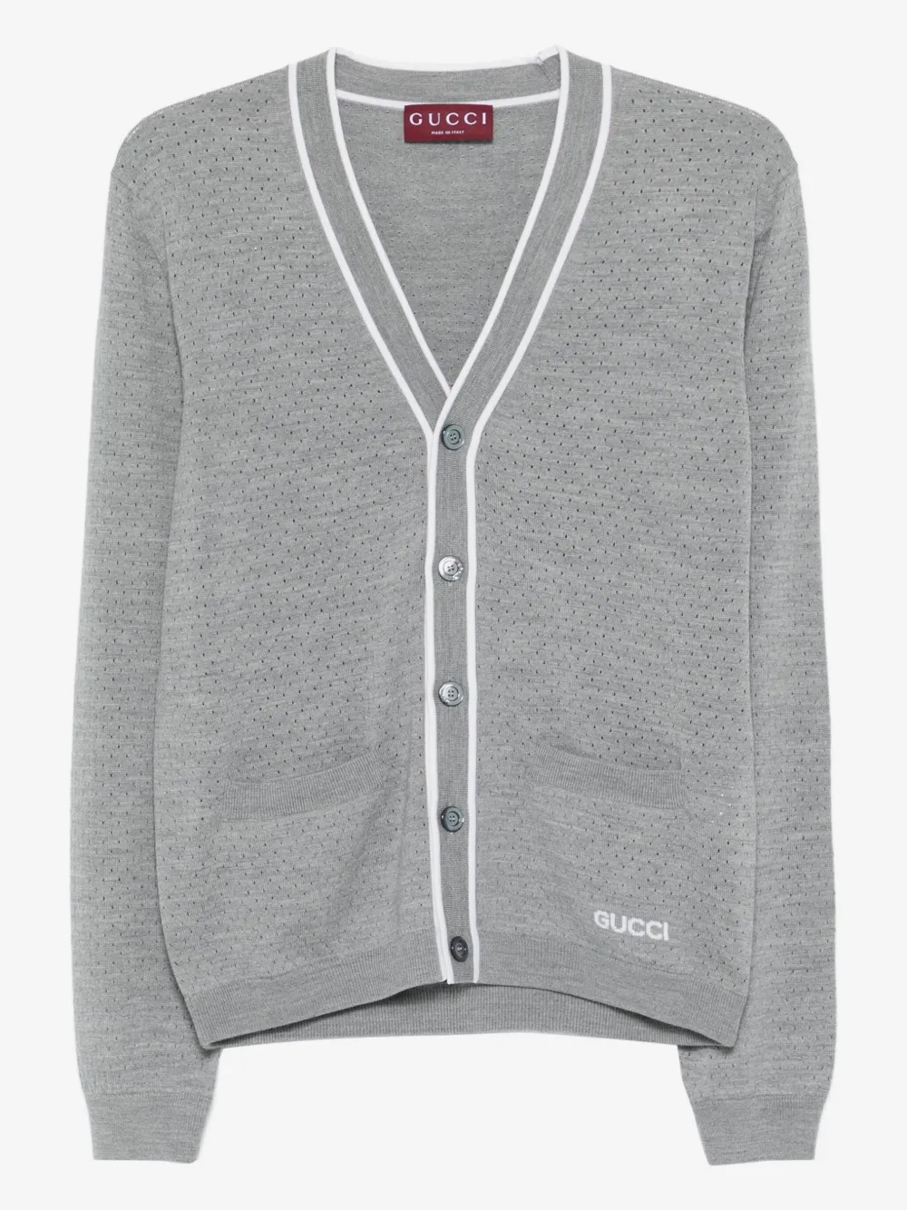 Gucci embroidered-logo cardigan | Grey | Image 1