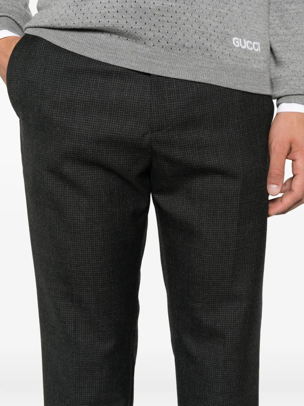 Gucci Geruite wollen broek Zwart