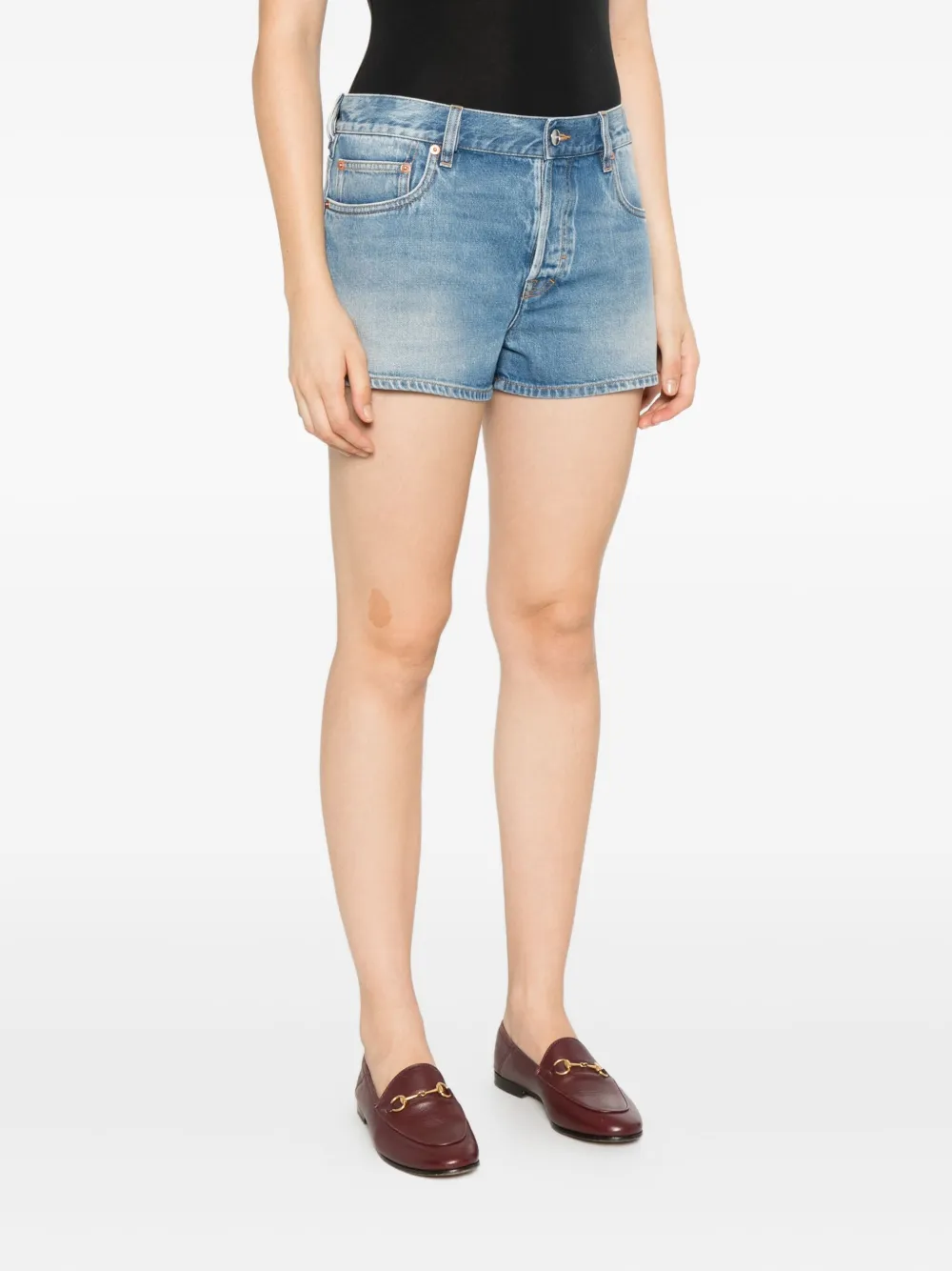 Gucci Denim shorts met logopatch Blauw