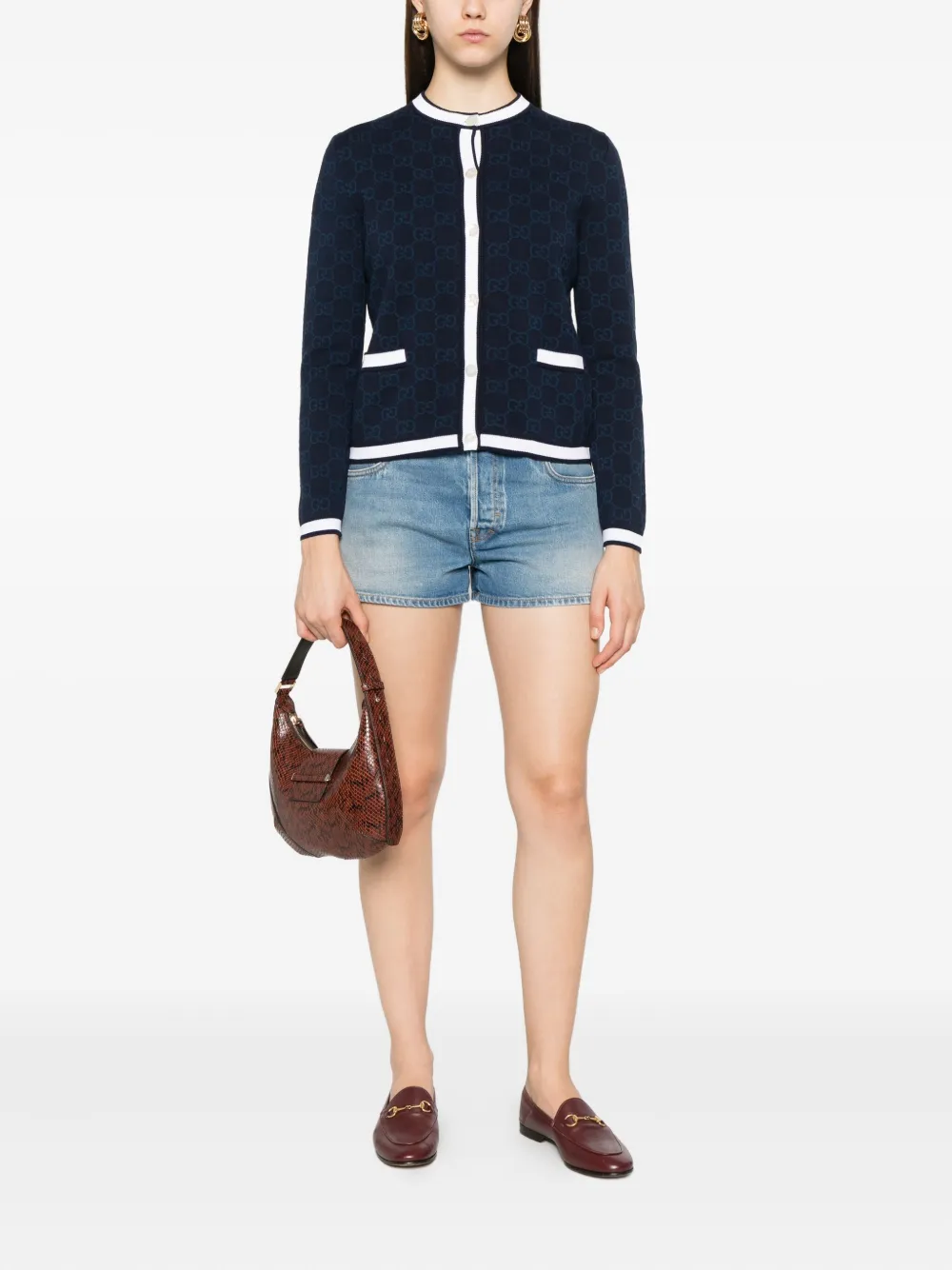 Gucci Denim shorts met logopatch Blauw