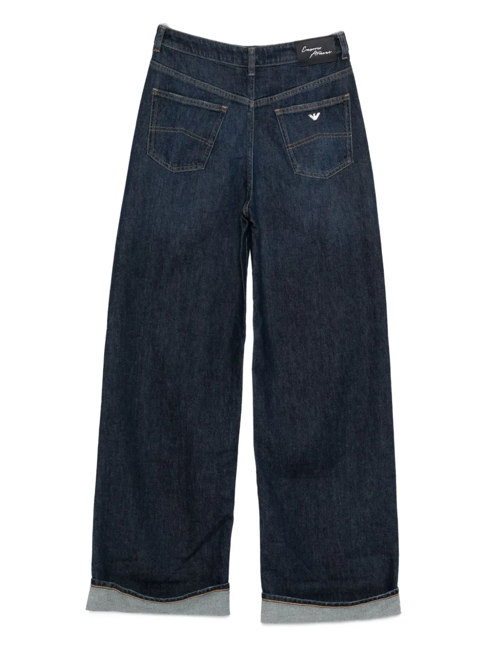 Emporio Armani distressed wide-leg jeans Blauw