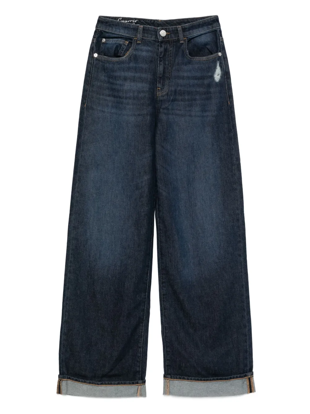 Emporio Armani distressed wide-leg jeans Blauw