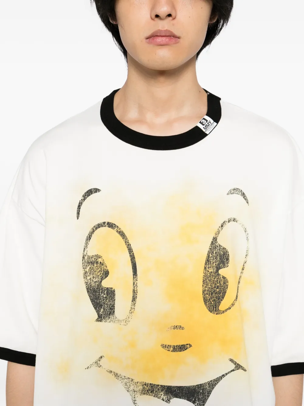 Maison MIHARA YASUHIRO Happy Face Ringer T-shirt met print Wit