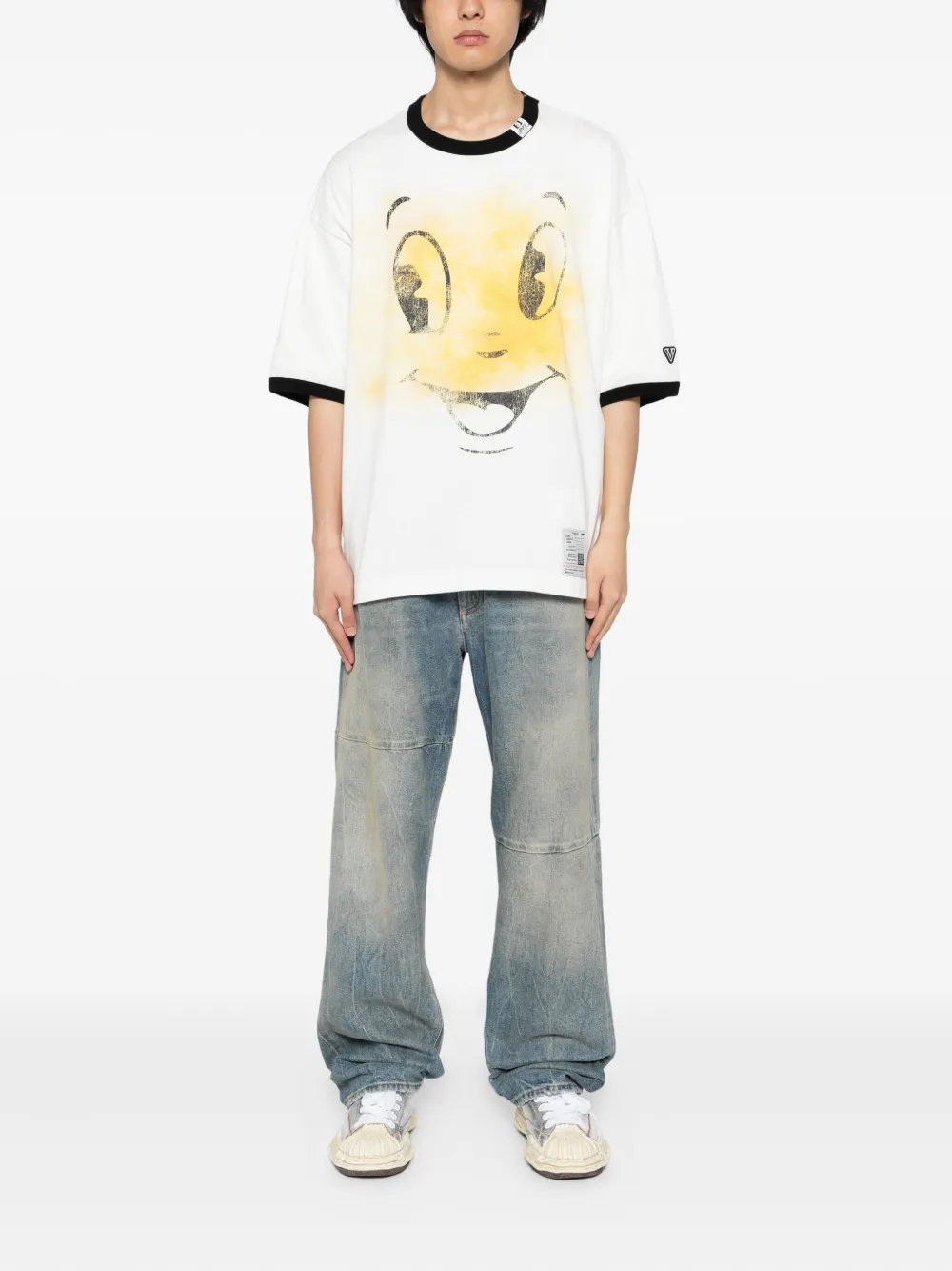 Maison MIHARA YASUHIRO Happy Face Ringer T-shirt met print - Wit