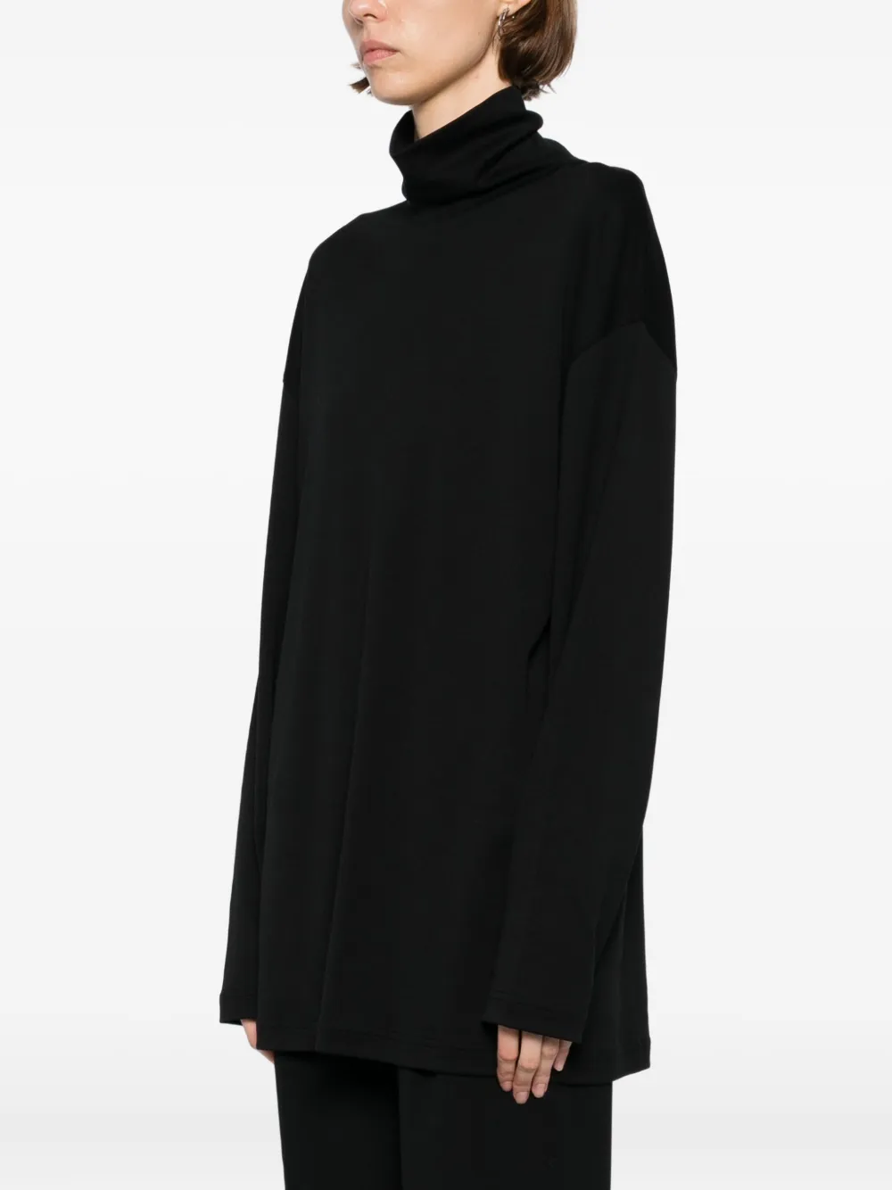 LEMAIRE mock neck T-shirt Zwart