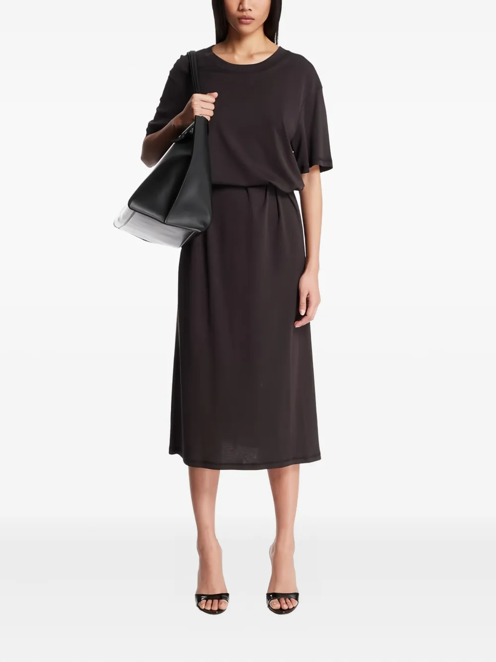 LEMAIRE tie-waist midi dress - Zwart