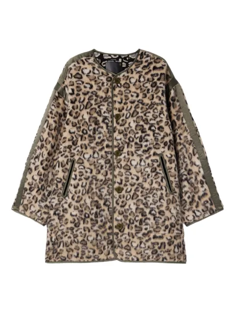 R13 leopard-print panelled coat