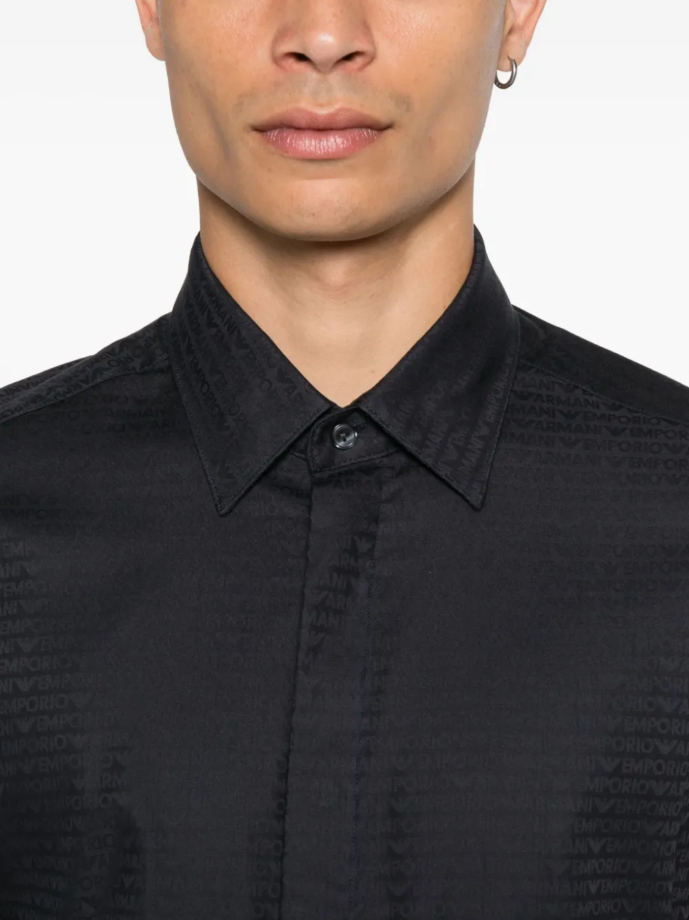 Emporio Armani Overhemd met monogramprint Blauw
