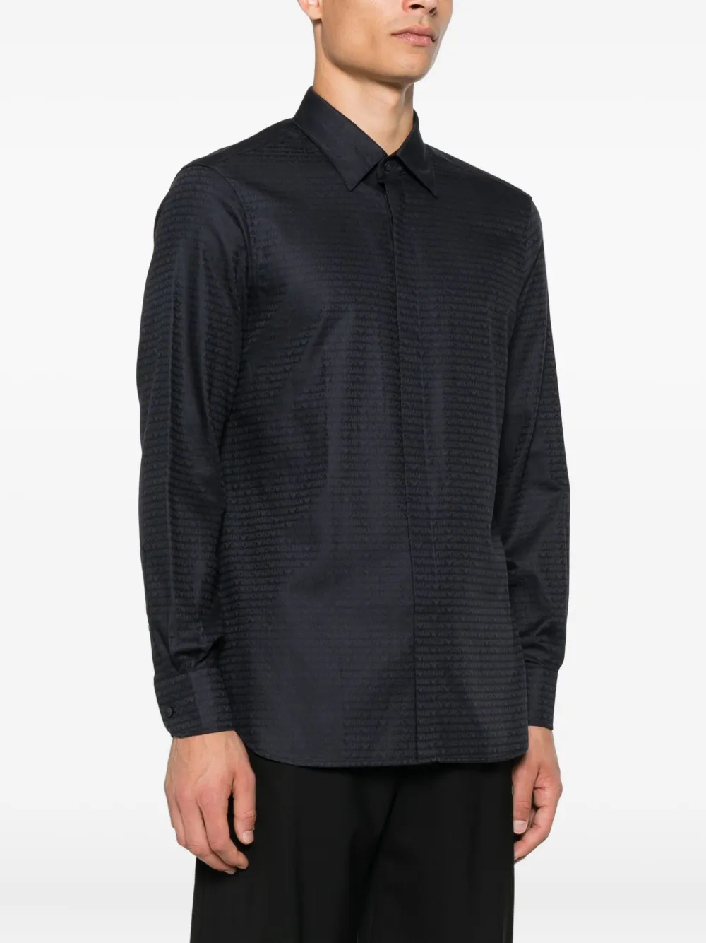 Emporio Armani Overhemd met monogramprint Blauw