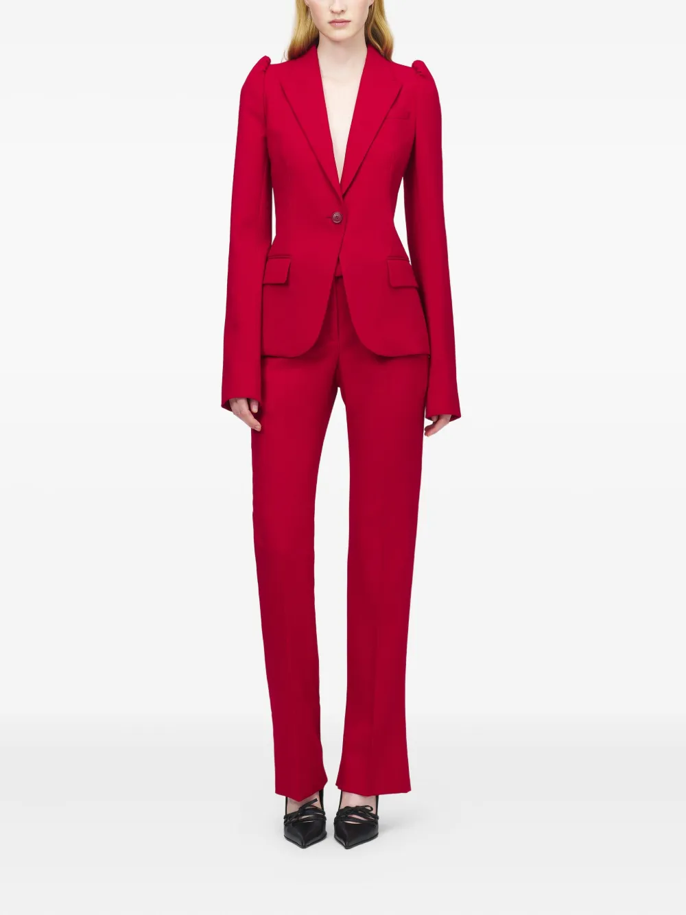 Alexander McQueen grain-de-poudre trousers - Rood
