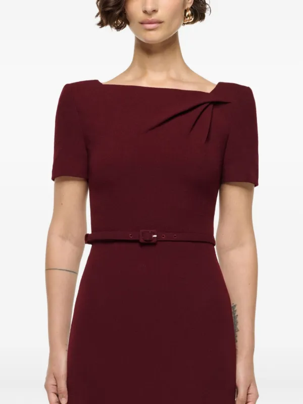Roland Mouret Asymmetrical Twist Belted Wool Mini Dress | Red | FARFETCH JO