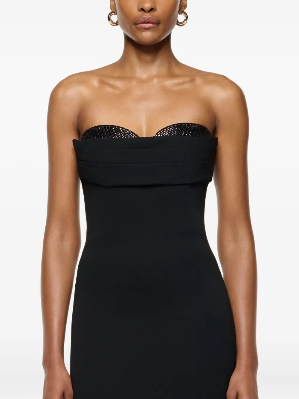Roland Mouret Embellished Strapless Dress In Black