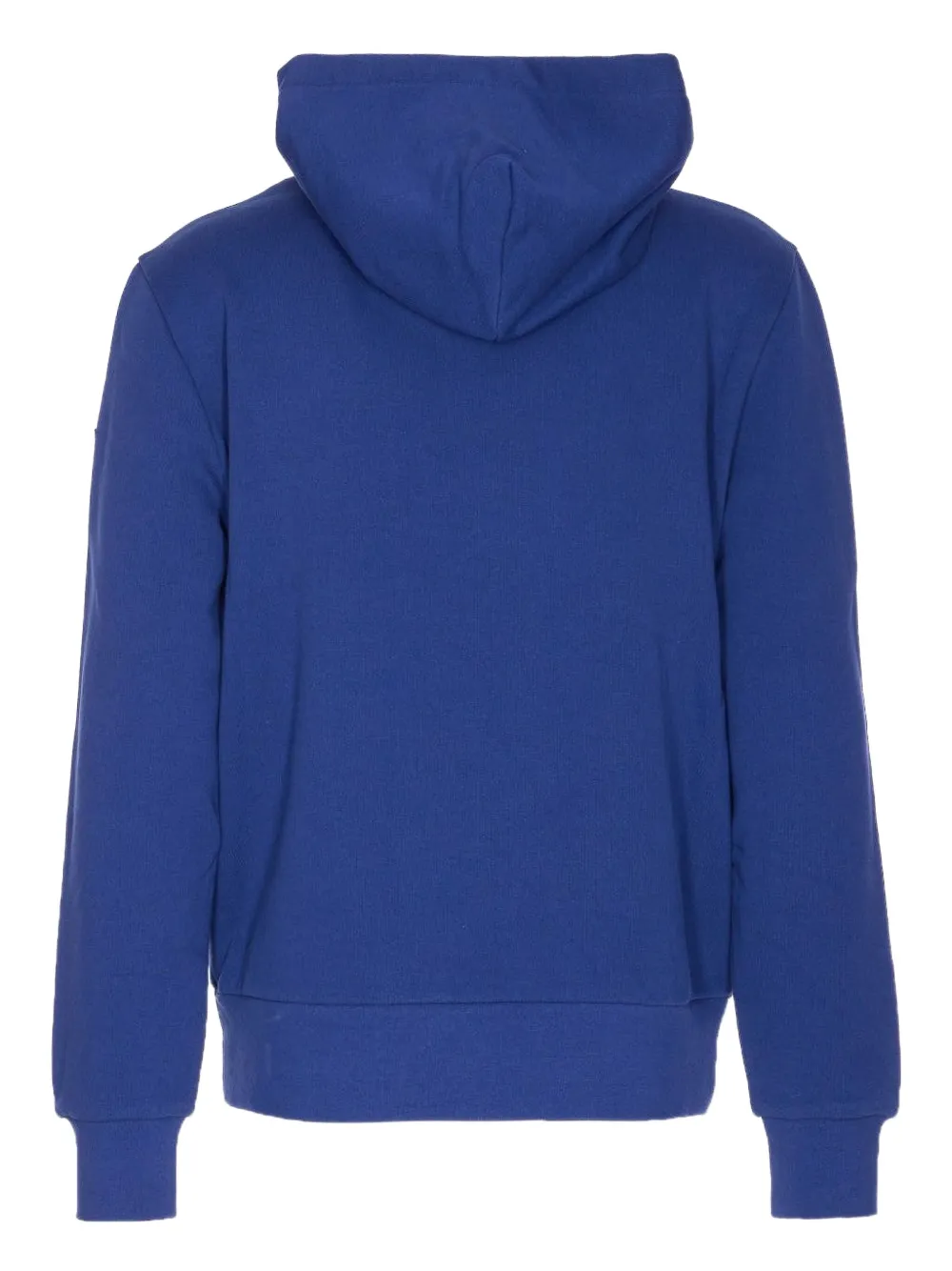 Moncler Embroidered Mountain Logo Cotton Hoodie In Blue