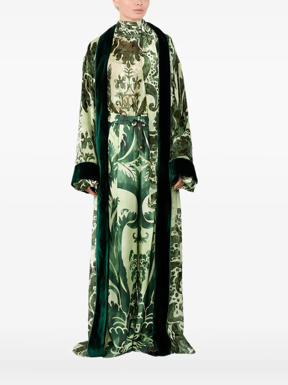 F.R.S For Restless Sleepers damask-print velvet-trim dress | Evening Dresses | Image 2