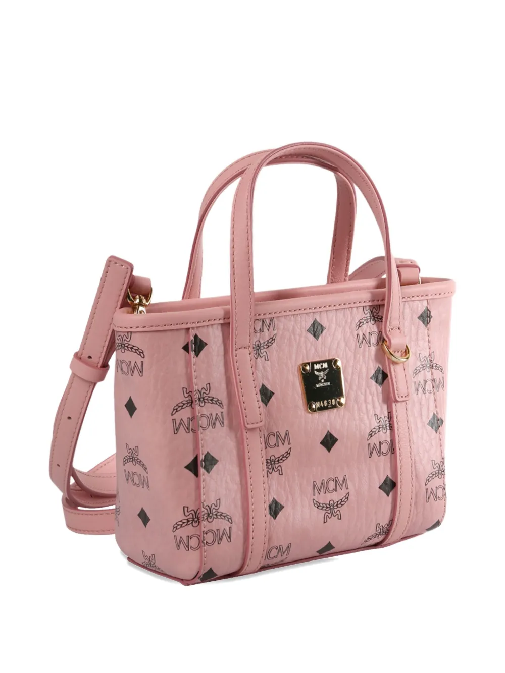 MCM monogram logo-plaque tote bag - Roze