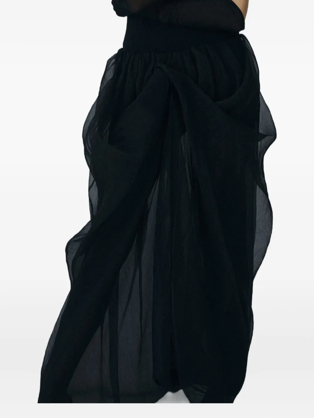 Magda Butrym draped ruffled long skirt - Nero