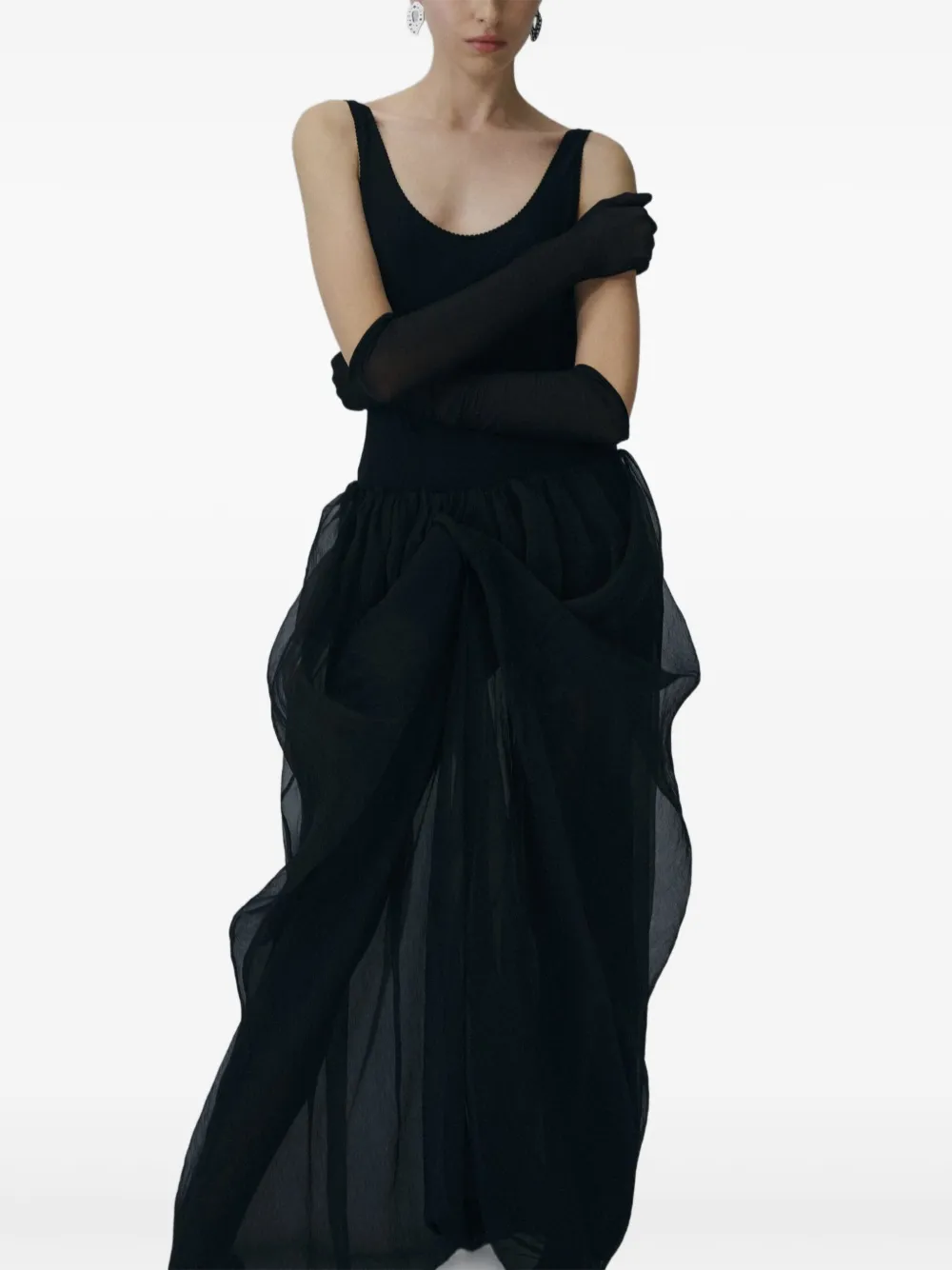 Magda Butrym draped ruffled long skirt | Black | Image 1