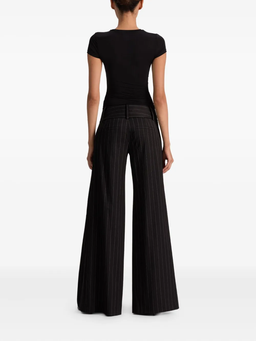 Alice And Olivia Olivia Pinstriped Trousers In Black