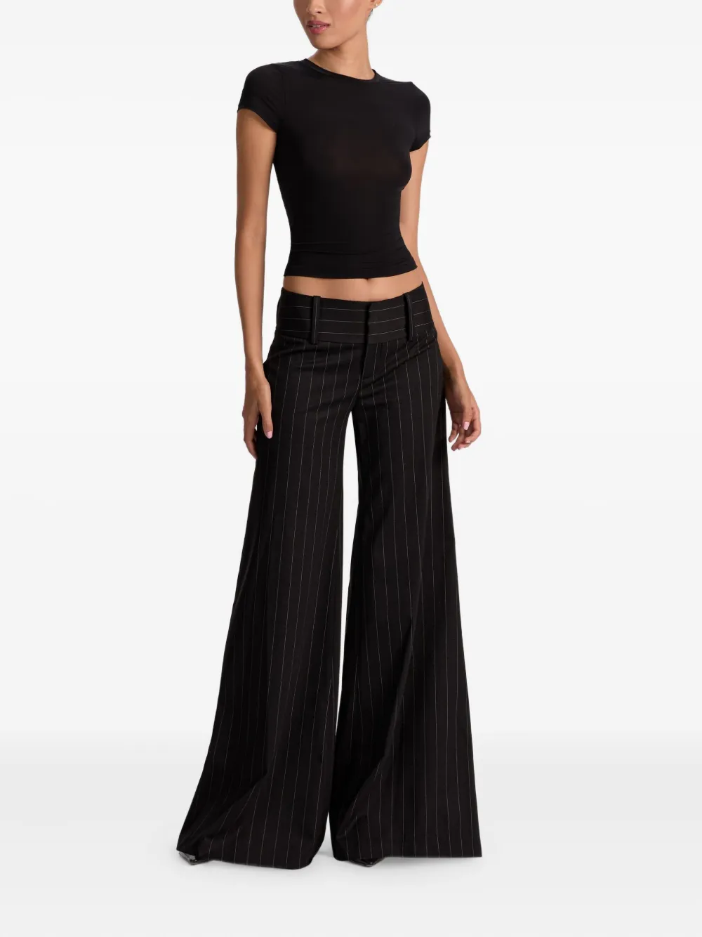 Alice And Olivia Olivia Pinstriped Trousers In Black