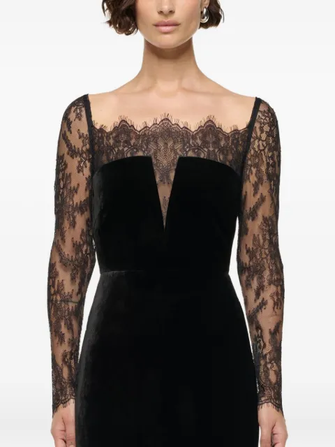 Roland Mouret lace-insert velvet gown