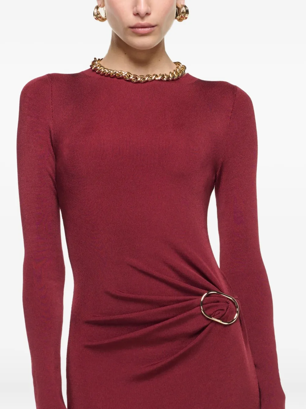 Roland Mouret Long-sleeve Gathered Maxi Dress In Red