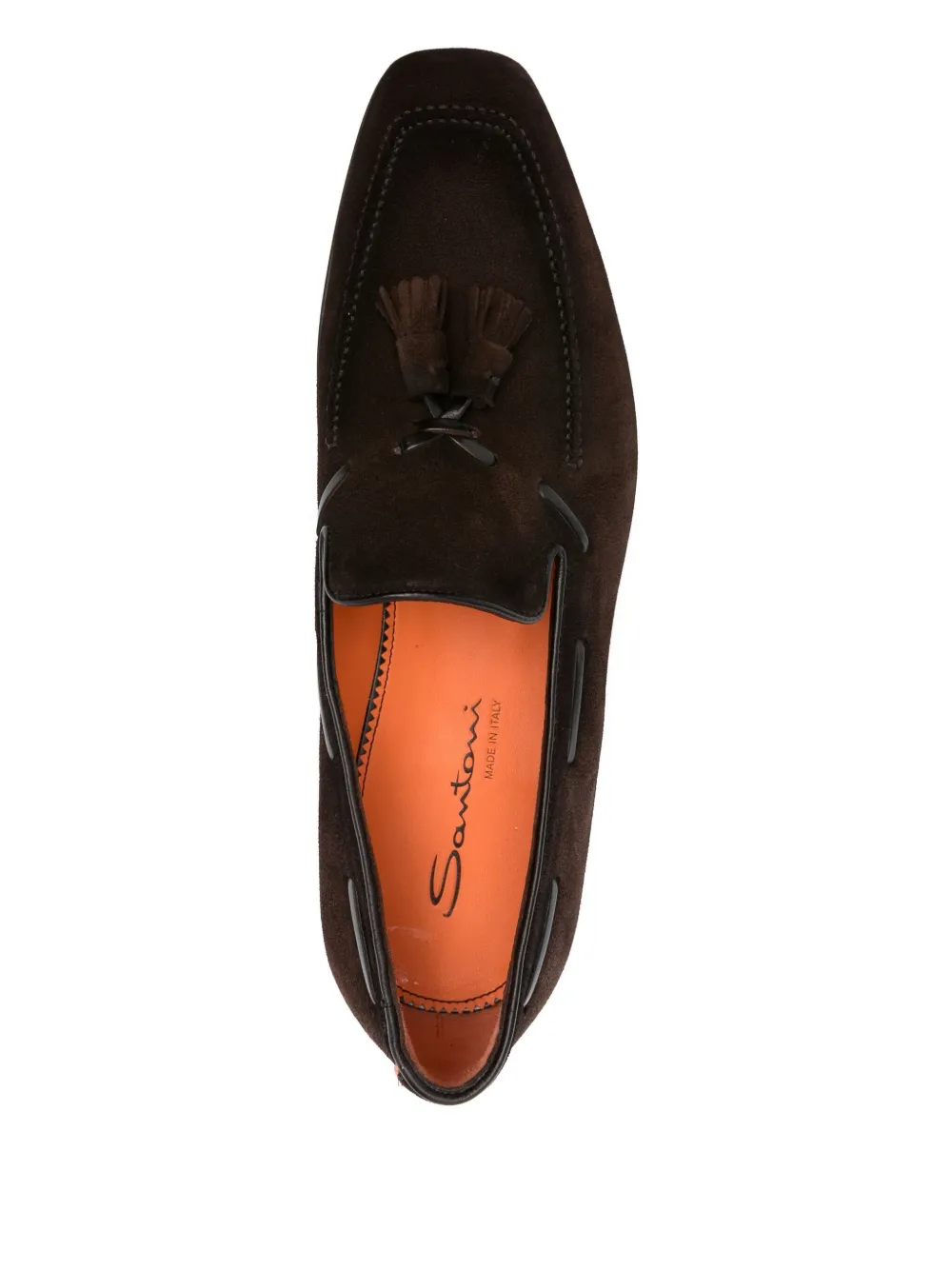 Santoni tassel-detail suede boat shoes Brown