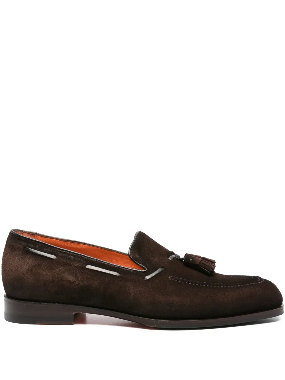 Santoni tassel-detail suede boat shoes Brown