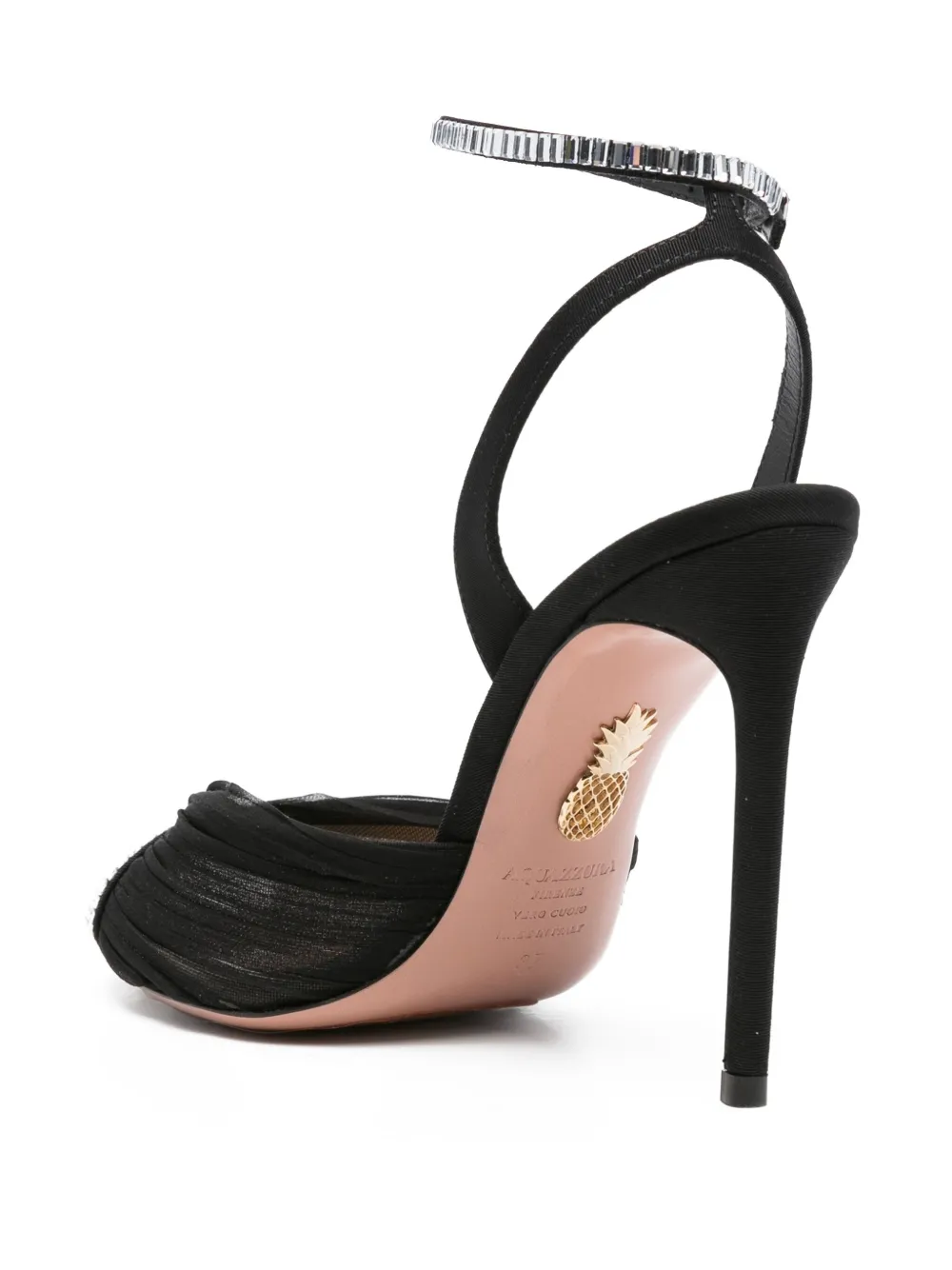 Aquazzura 105mm Gatsby crystal-embellished mesh sandals Black