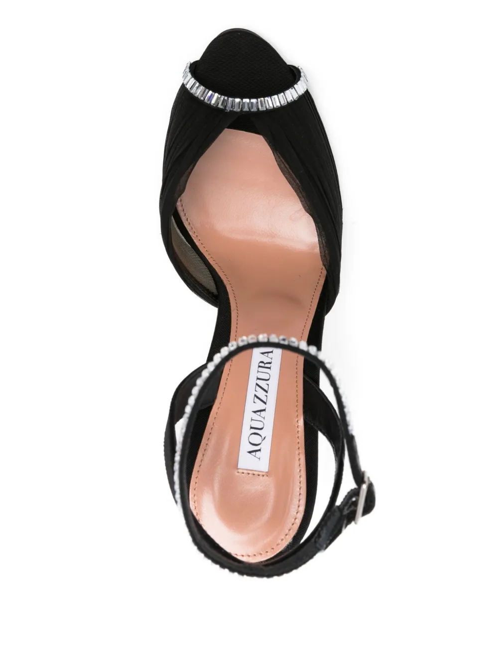 Aquazzura 105mm Gatsby crystal-embellished mesh sandals Black