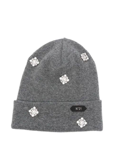 Nº21 crystal-embellished beanie