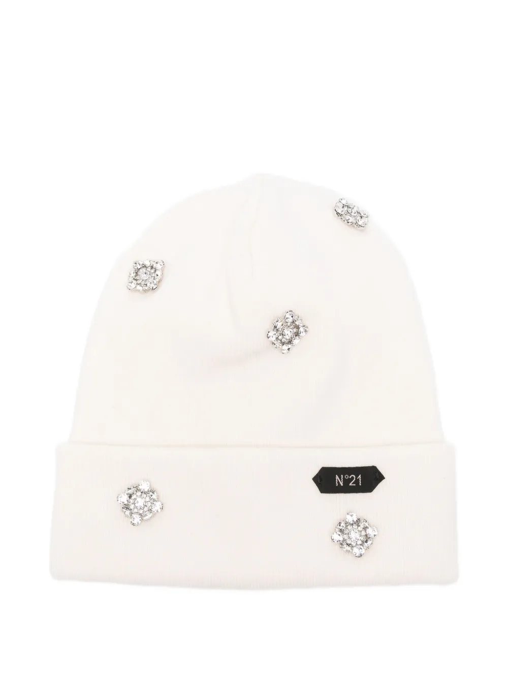 Nº21 Muts verfraaid met kristallen Beige