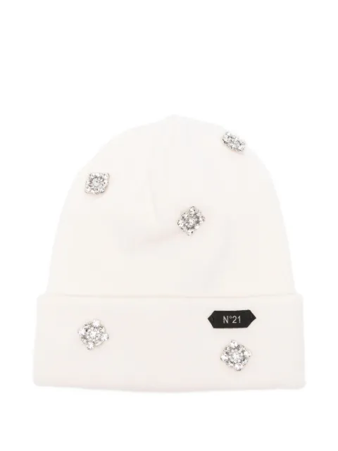 Nº21 crystal-embellished beanie