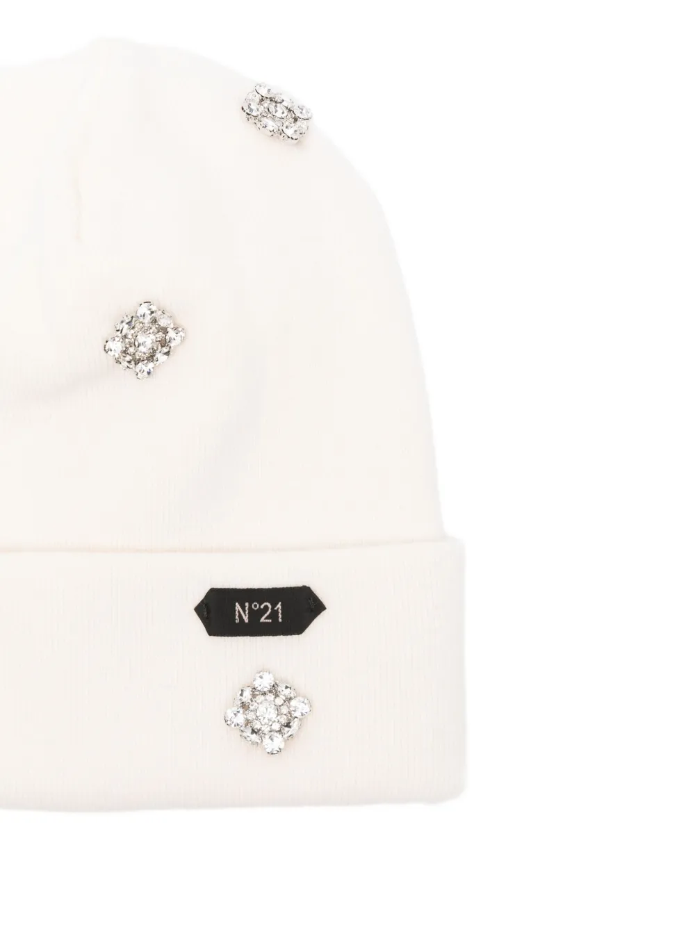 Nº21 Muts verfraaid met kristallen Beige