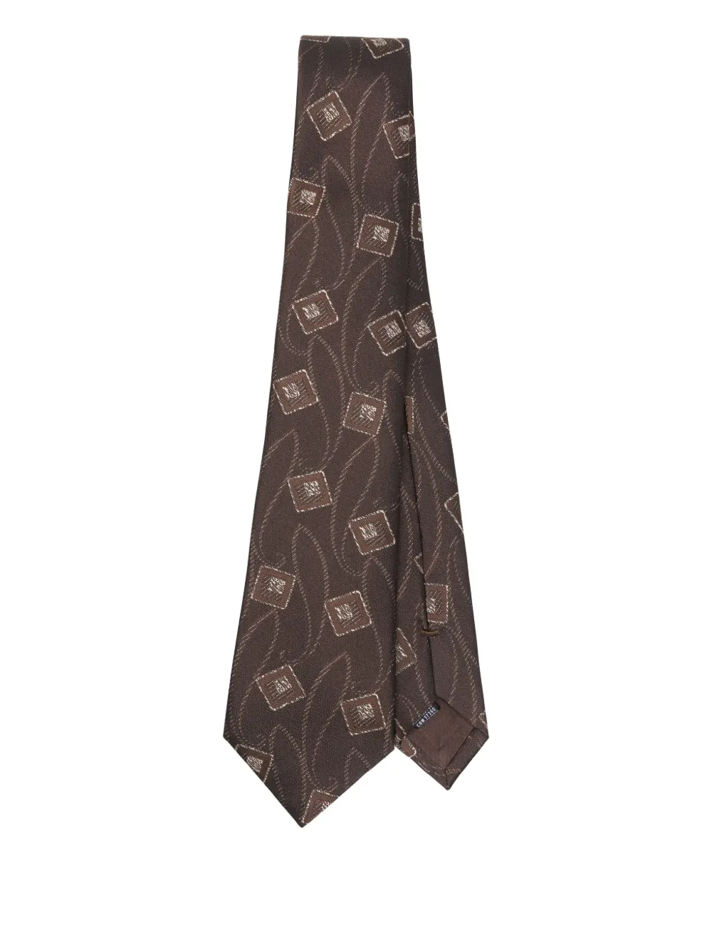 Giorgio Armani Zijden stropdas met geometrisch patroon Bruin