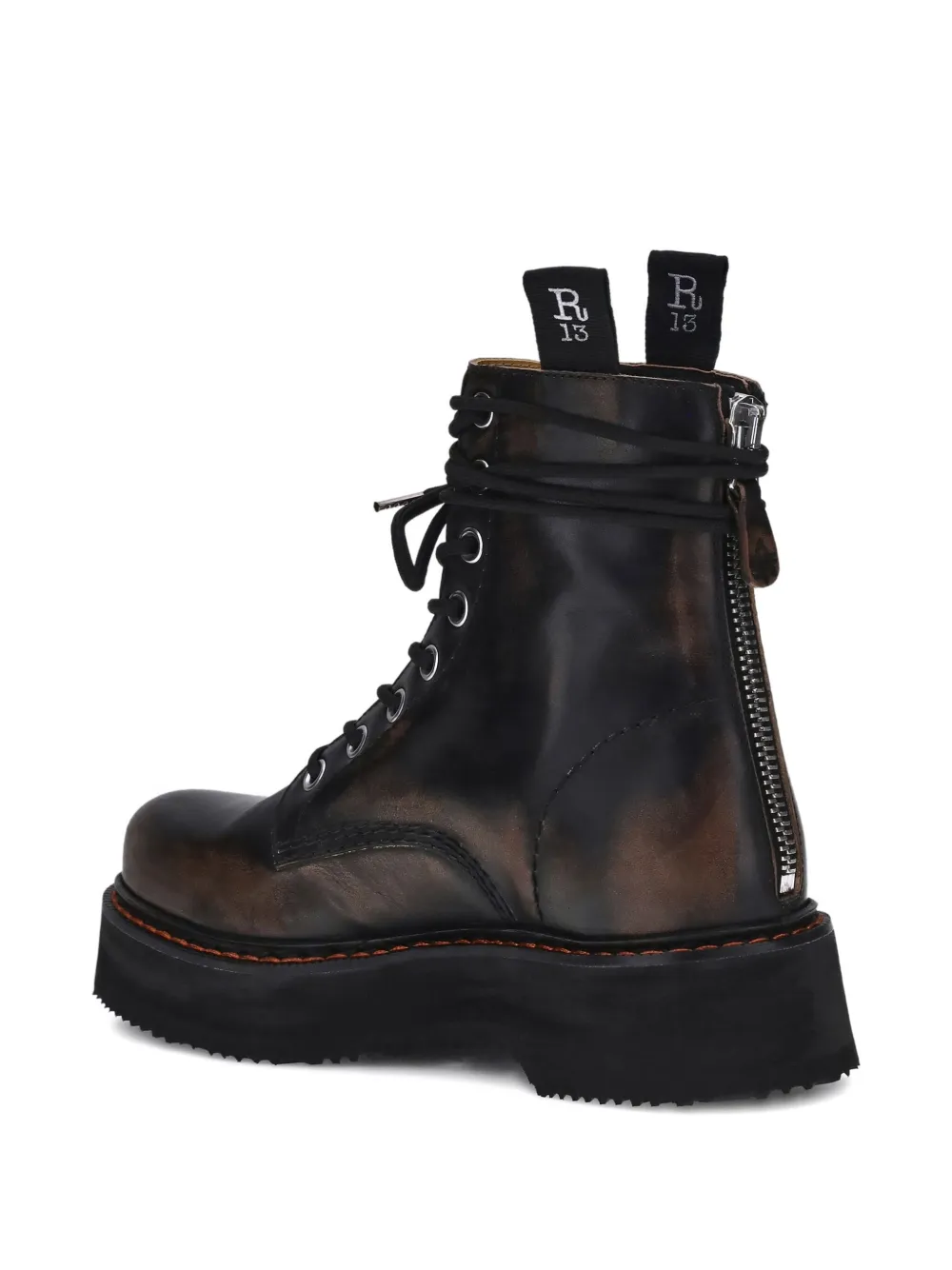 R13 lace-up platform boots Brown
