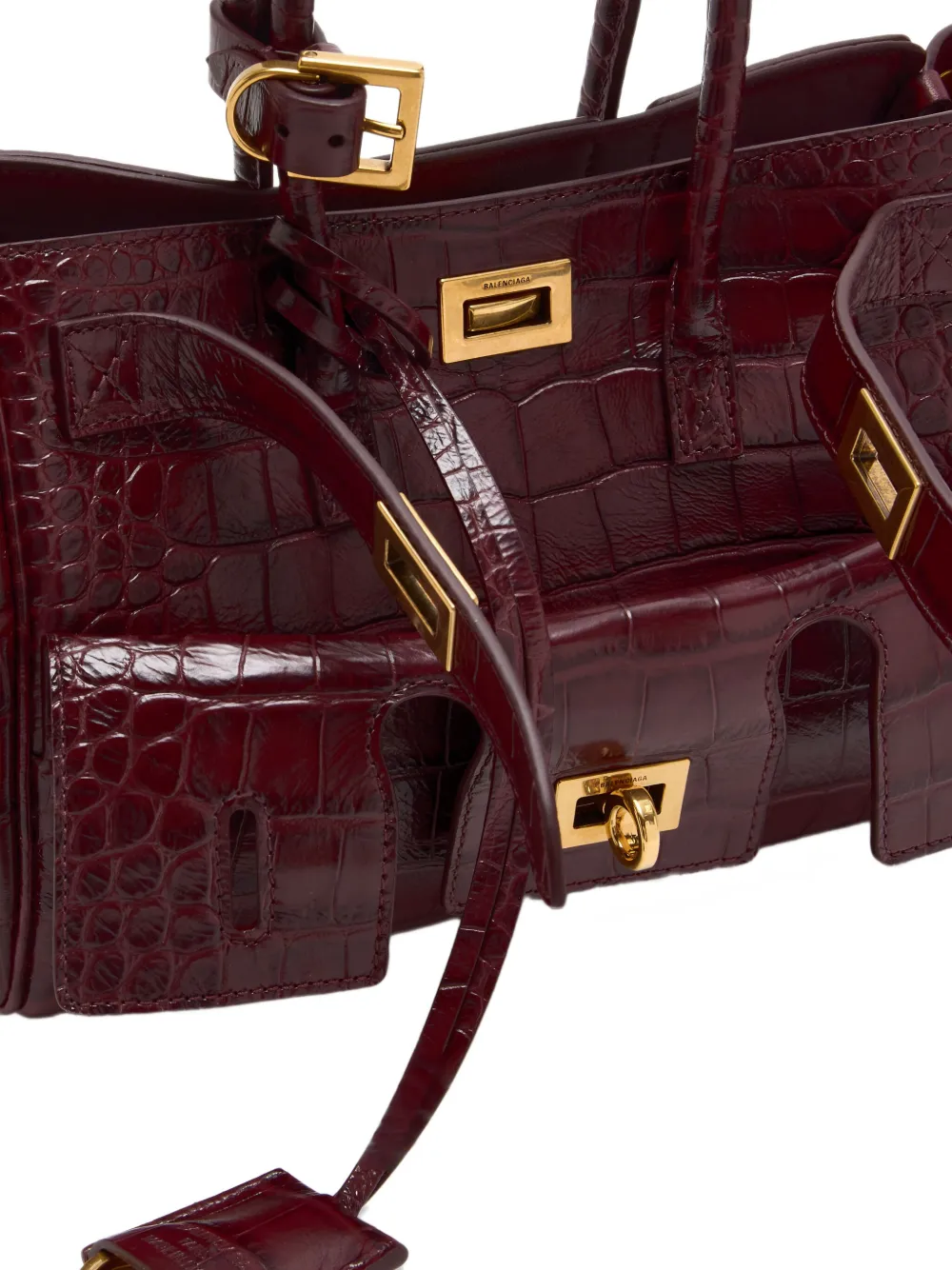 Balenciaga Mini Bel Air Embossed Handbag In Red
