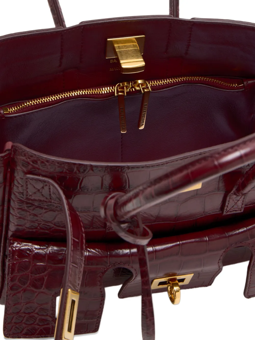 Balenciaga Mini Bel Air Embossed Handbag In Red