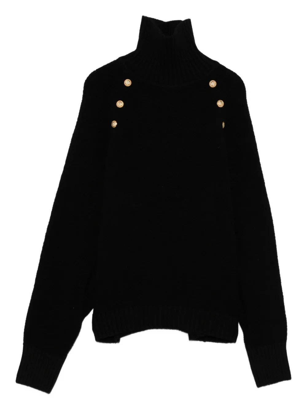 Balmain Kids button-detail high-neck sweater Zwart