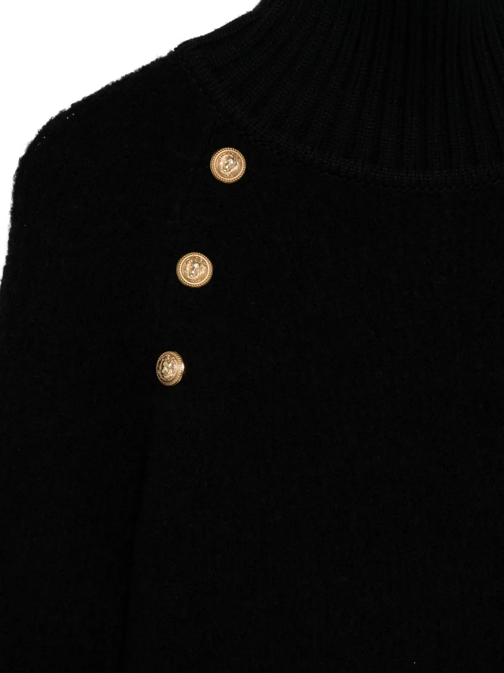Balmain Kids Trui met hoge hals en knoopdetail Zwart