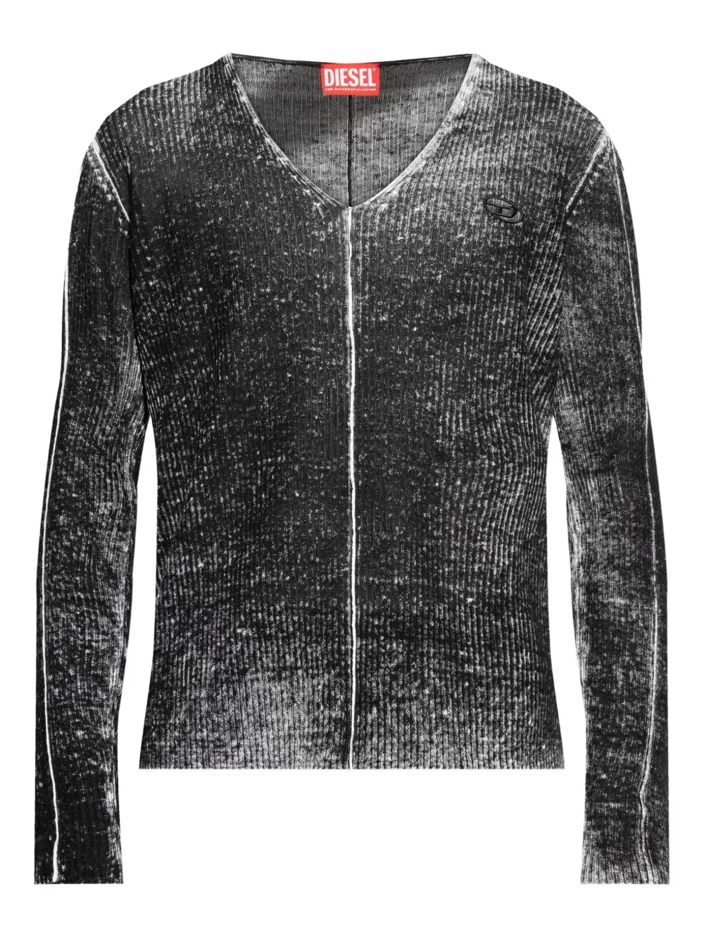 Diesel Robbel ribbed V-neck sweater Zwart
