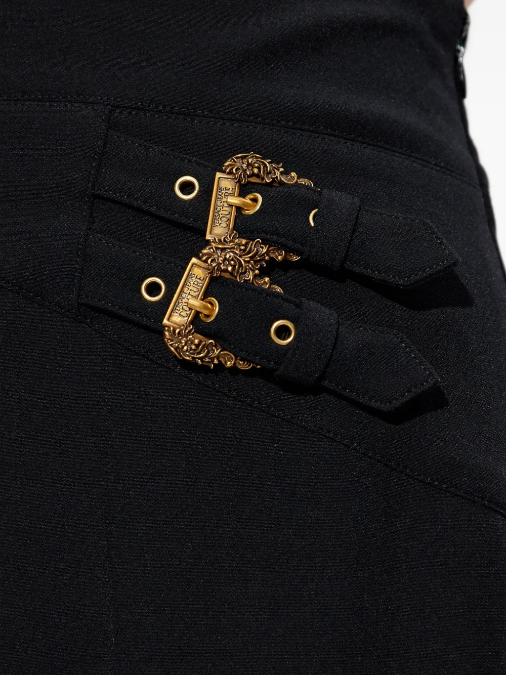 Versace Jeans Couture cut-out buckle-detail trousers Zwart