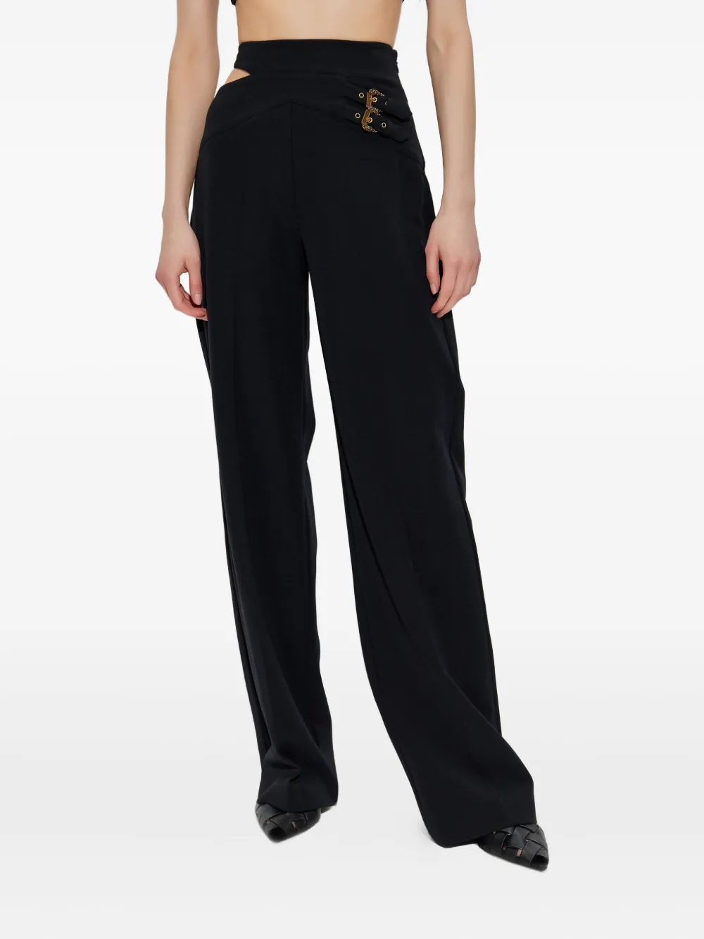Versace Jeans Couture cut-out buckle-detail trousers Zwart