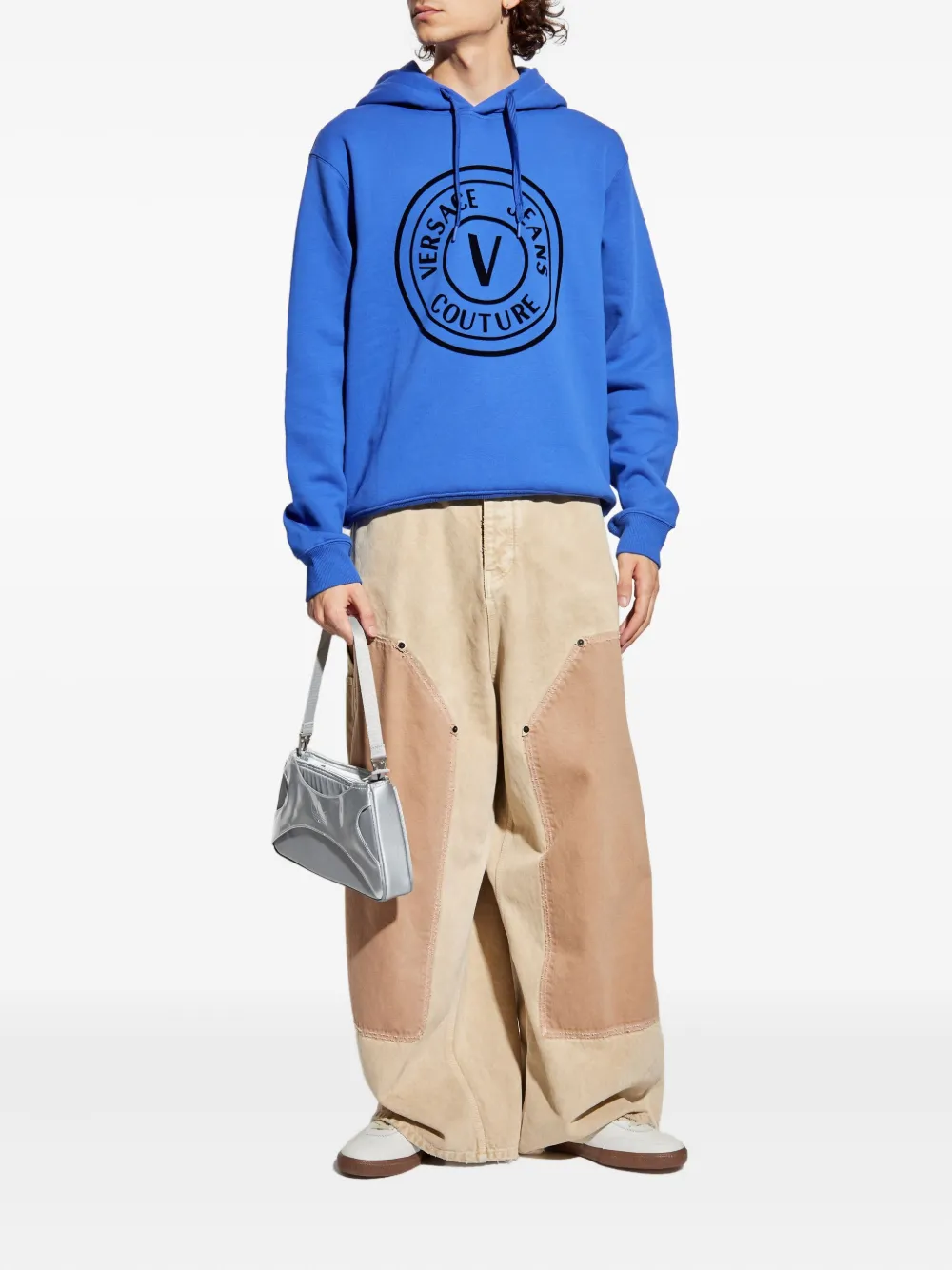 Versace Jeans Couture Hoodie met logoprint Blauw
