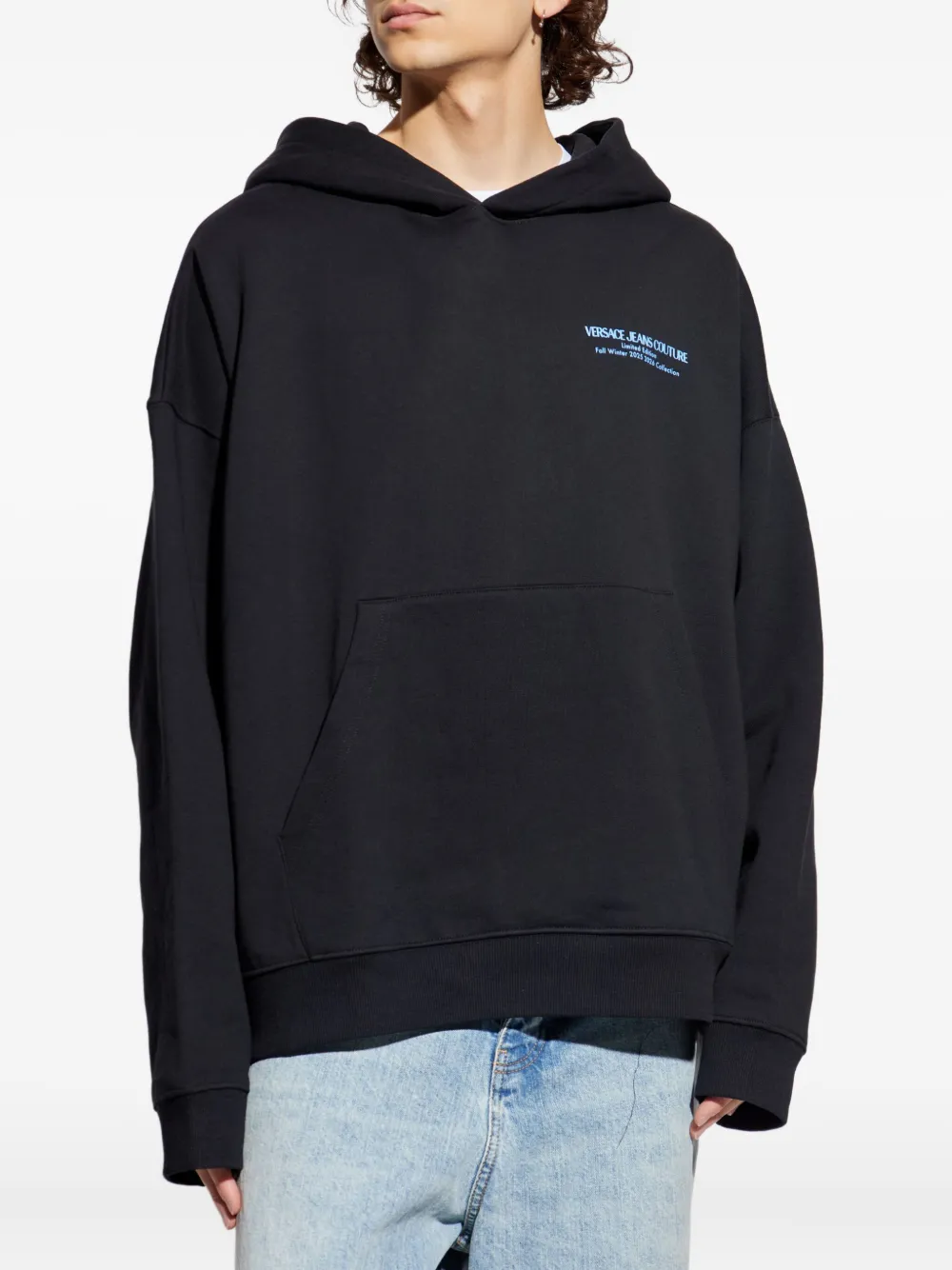 Versace Jeans Couture Hoodie met logoprint Zwart