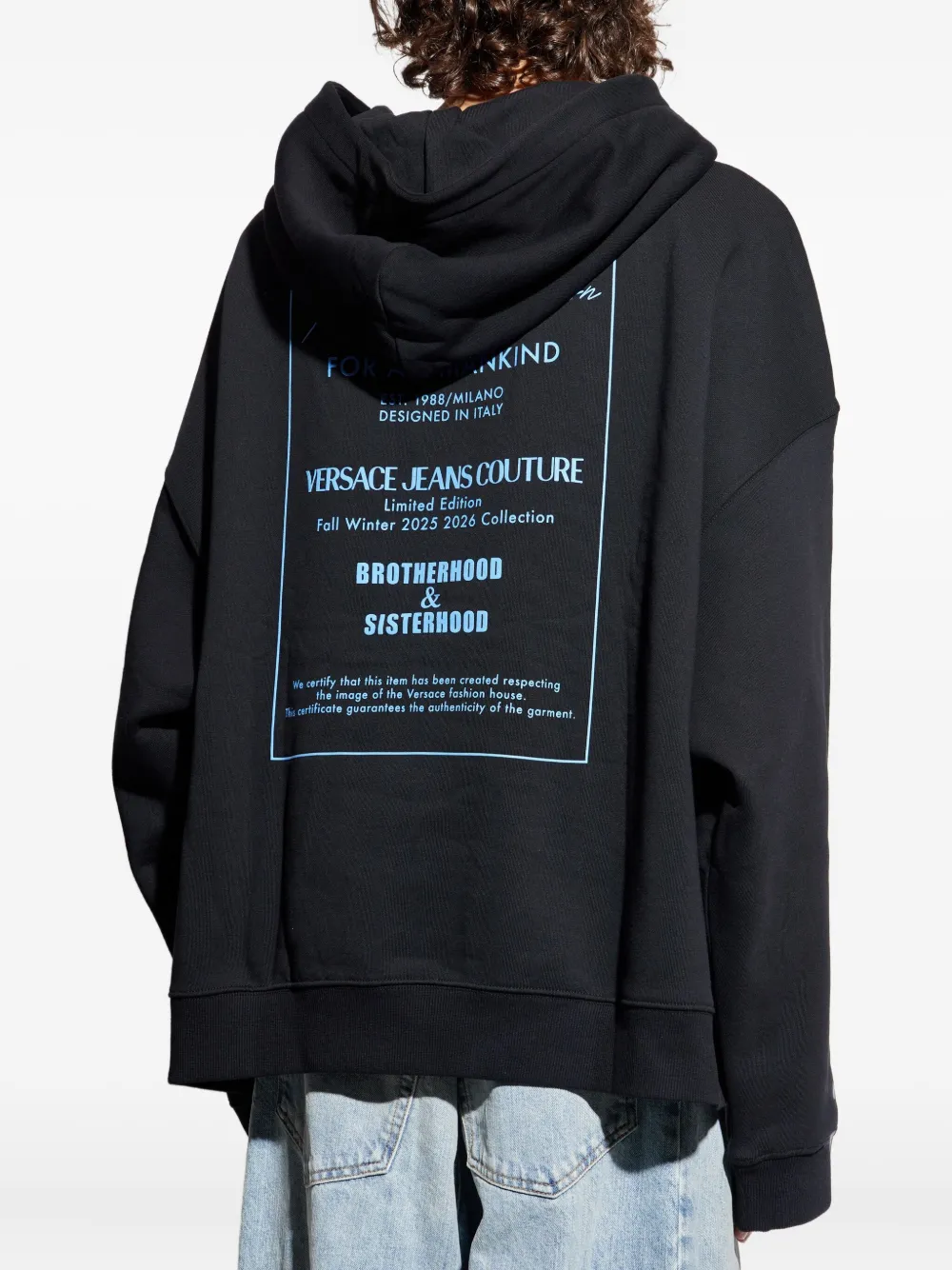 Versace Jeans Couture Hoodie met logoprint Zwart