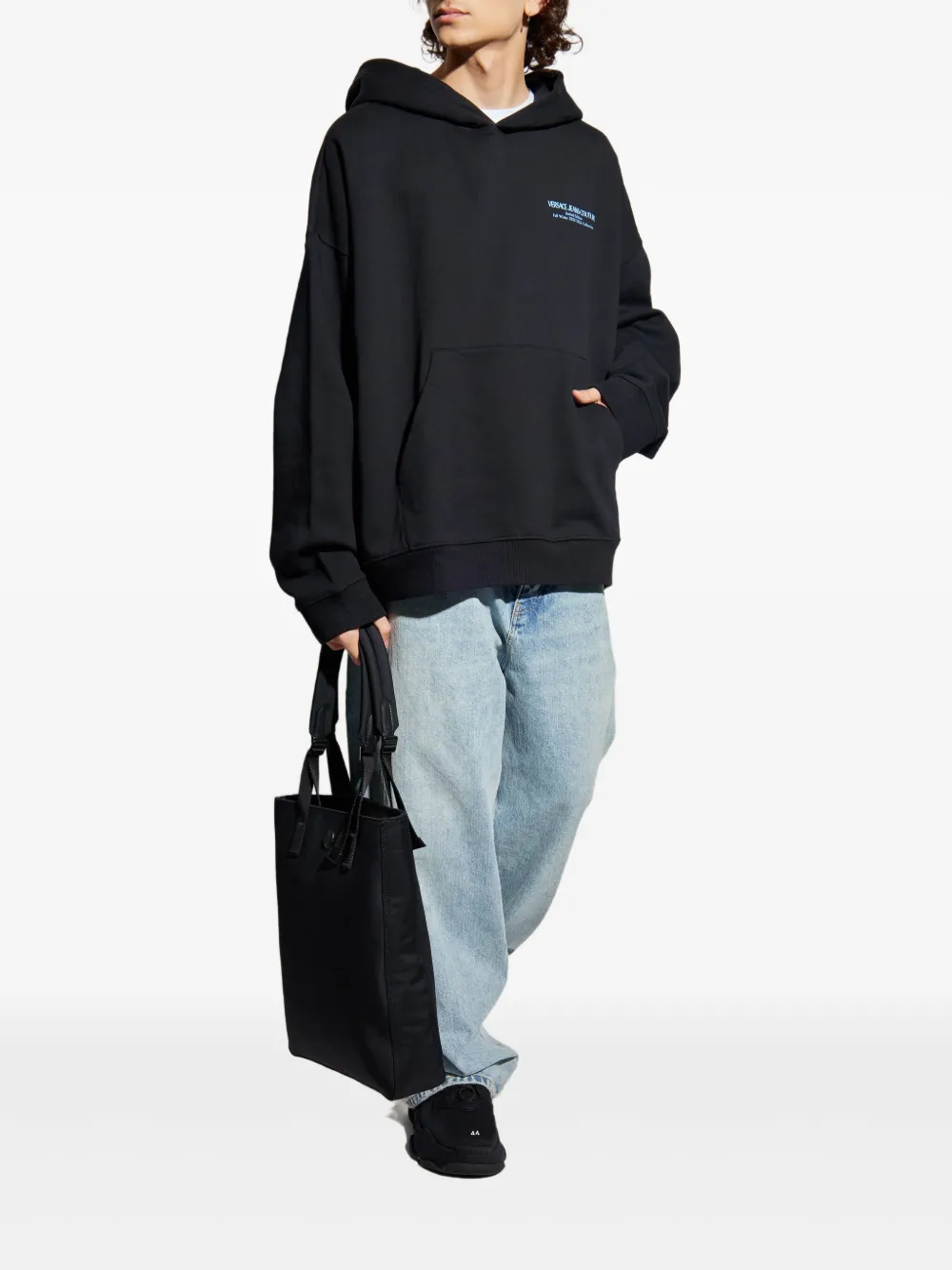 Versace Jeans Couture Hoodie met logoprint Zwart