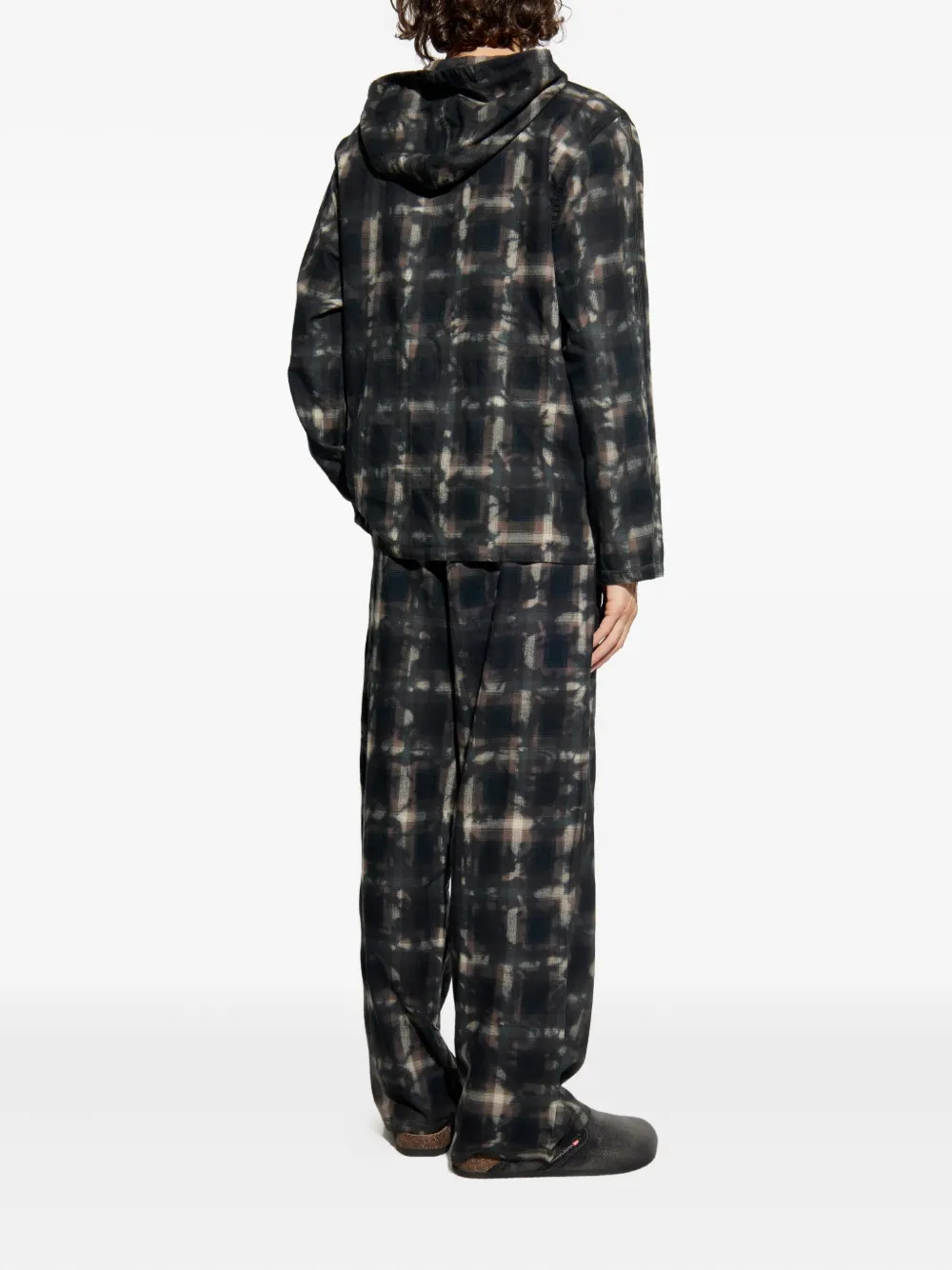 Diesel Set-Orlando-Utlt geruite pyjama met capuchon Grijs