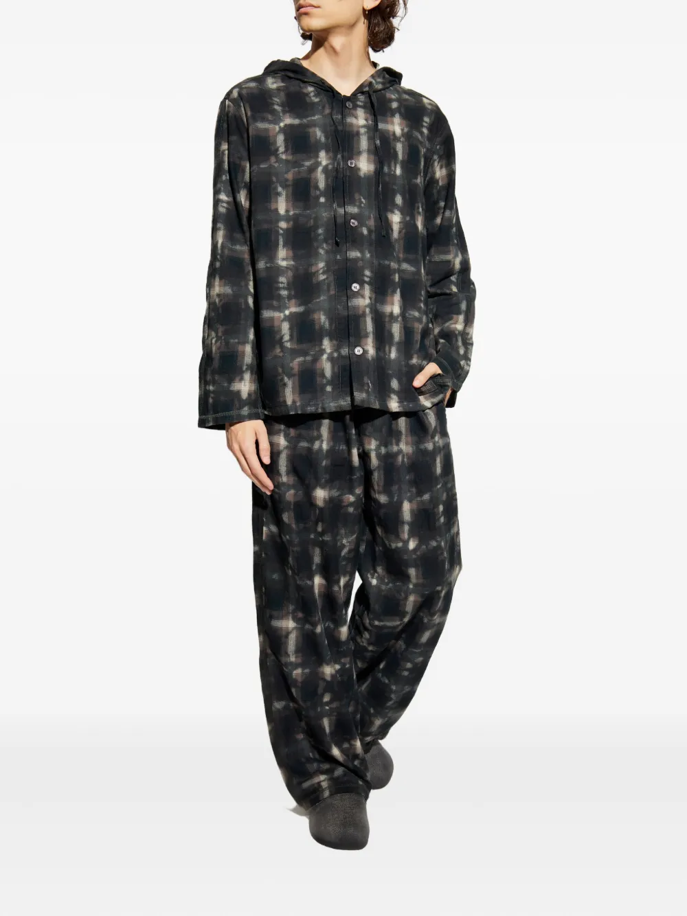 Diesel Set-Orlando-Utlt geruite pyjama met capuchon Grijs