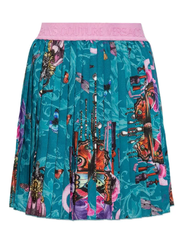 Versace Jeans Couture プリント プリーツスカート | ブルー